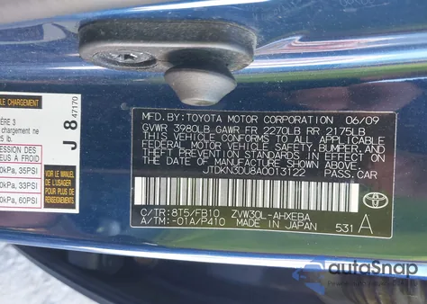 2010 Toyota Prius Ii from USA, damaged, VIN JTDKN3DU8A0013122